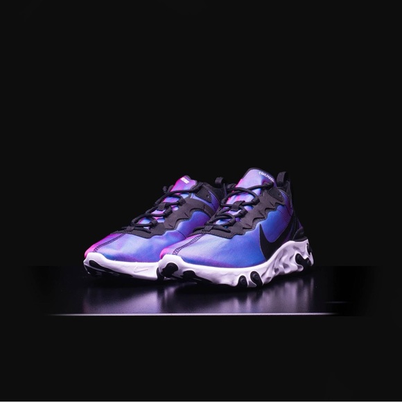 NIKE Sneaker Women CD6964-001 REACT ELEMENT 55 PRM BLACK/LASER FUCHSIA, 8.5 - Picture 3 of 10